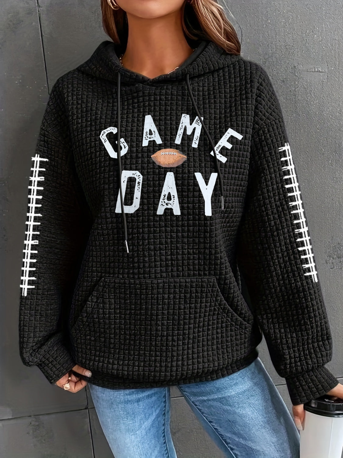 GAME DAY Football Drawstring Long Sleeve Hoodie